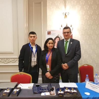 (From left to right) Support staff from Bolashak presidential fund; Mrs. Shweta Gupta, Assistant Manager - International Admissions, SP Jain Dubai and Mr. Marko Selaković, Director – Institutional Development & Student Recruitment, SP Jain Dubai