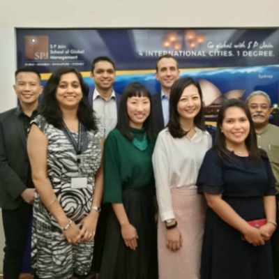 Dr John Fong, CEO & Head of Campus (Singapore), SP Jain; Ms Anu Madan, Manager (Industry Interface & Alumni Relations), SP Jain; Mr Ranjith Menon, Head of Marketing, Heinemann APAC & SP Jain alumnus; Ms Michelle Soh, Manager (Learning & Development), Heinemann APAC; Mr Johannes Sammann, Chief Operating Officer, Heinemann; Ms Linda Gan, Manager (Human Resources), Heinemann; Chief Mentor (Corporate Relations), SP Jain