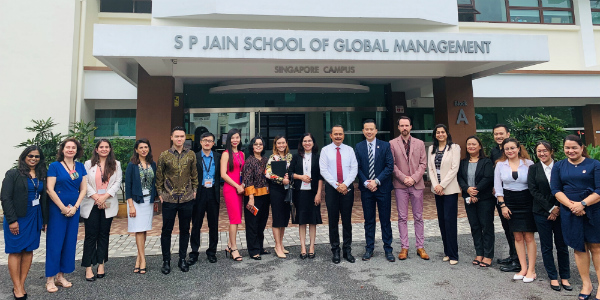 The Ambassador of Indonesia, His Excellency Mr Ngurah Swajaya (centre: in red tie), with Embassy officials and Dr John Fong, CEO & Head of Campus (Singapore), SP Jain, as well as staff, alumnus and students of SP Jain