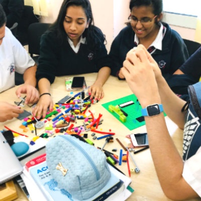 GEMS Winchester School students use Lego blocks to gain insights at the Design Thinking Workshop