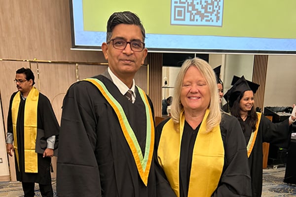 Dr. Naveen Vyas sharing his Executive MBA alumni experience at SP Jain School of Global Management, Dubai.