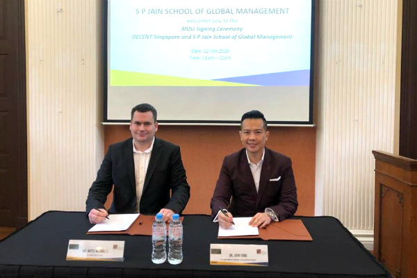 Mr. Matej Michalko, CEO & Founder of DECENT, and Dr. John Fong, CEO & Head of Campus (Singapore) at SP Jain
