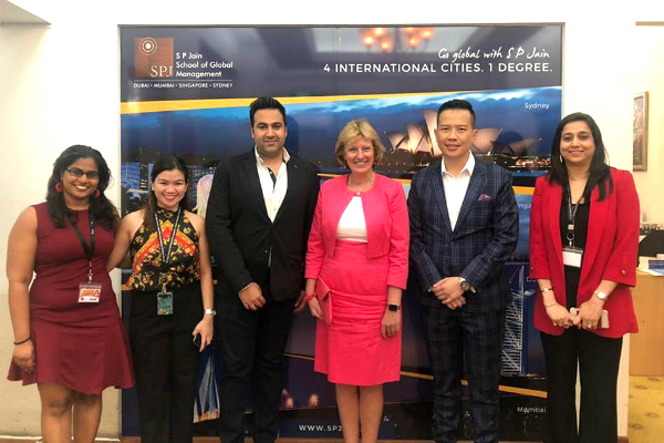 Staff of SP Jain (Singapore campus) with Her Excellency Margriet Vonno, Ambassador of Netherlands to Singapore and Brunei (centre)